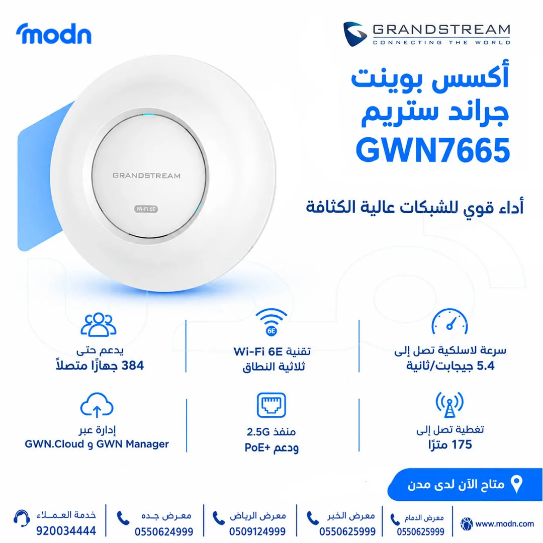 أكسس بوينت جراند ستريم GWN7665 Wi-Fi 6E في الخبر